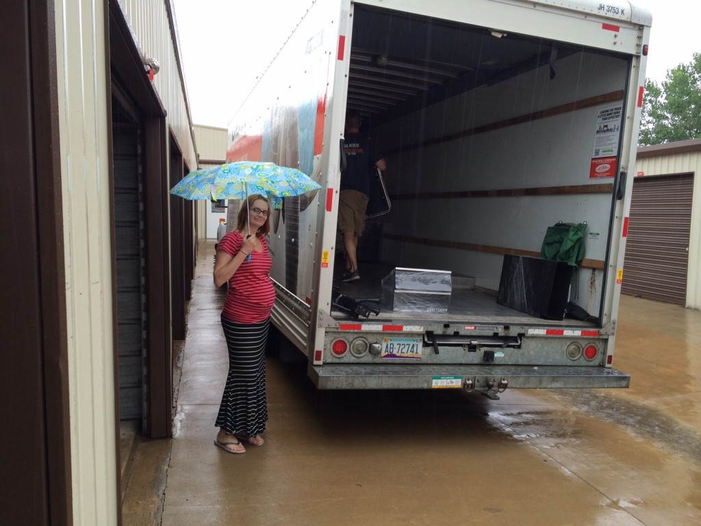 Rain seemed to follow us everywhere.  It was raining when we unloaded our items into storage, it was raining when we loaded them into the Uhaul.