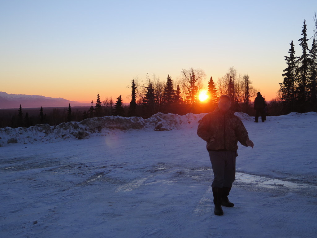 Hubby sliding on ice.  Palmer Alaska