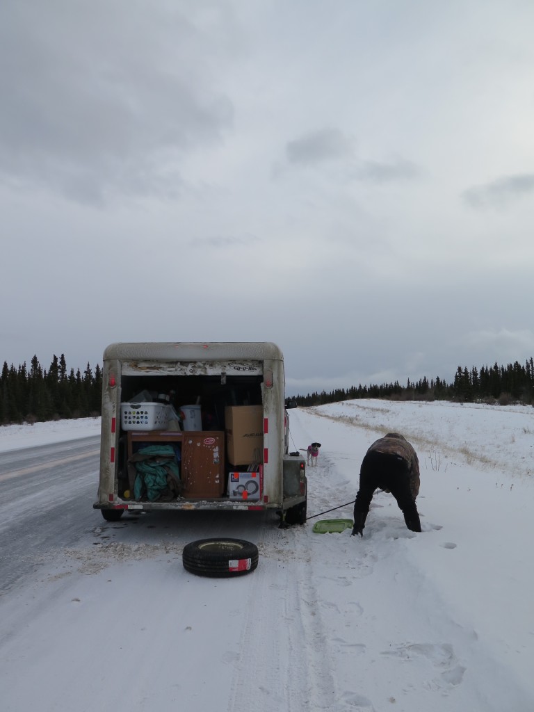 Changing the Uaul flat tire