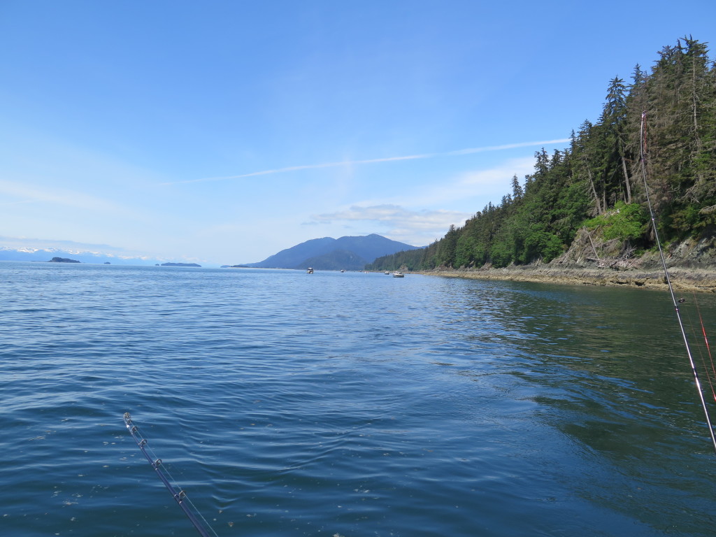 Trolling from the boat in Juneau Alaska